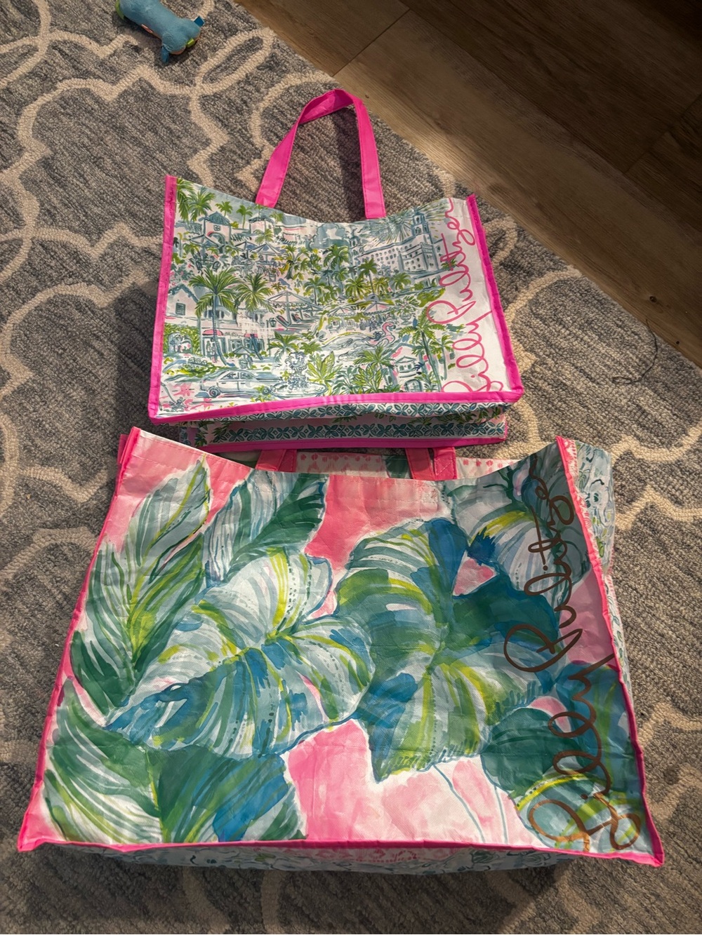 Lilly Pulitzer shopper totes (2)Tropical Leaf Print Tote Bag - Pink & Green